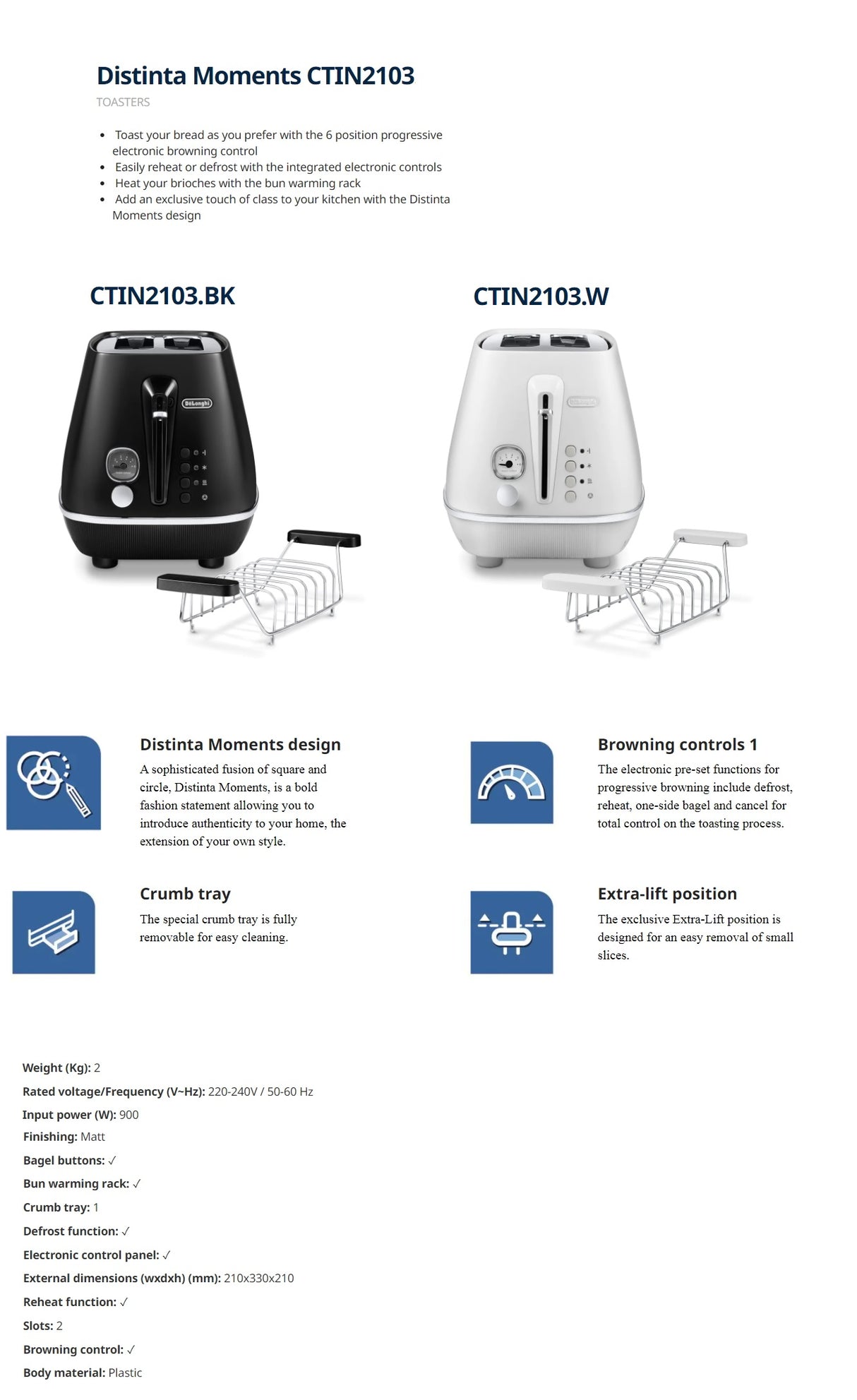 Delonghi CTIN2103 Distinta Moments Toaster