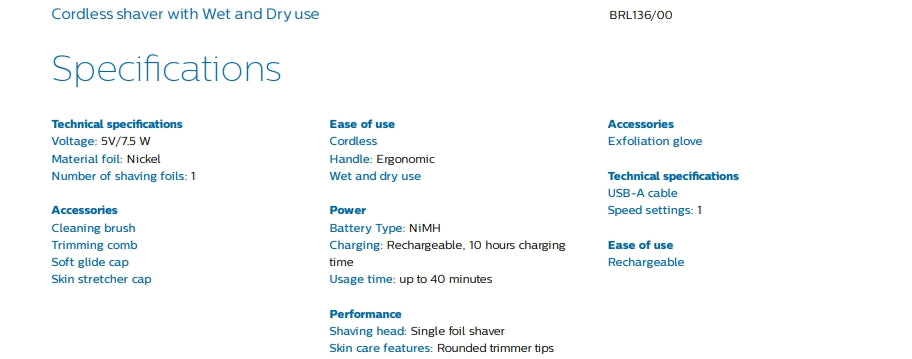 Philips BRL136/00 Cordless Shaver with Wet & Dry 6000 Series