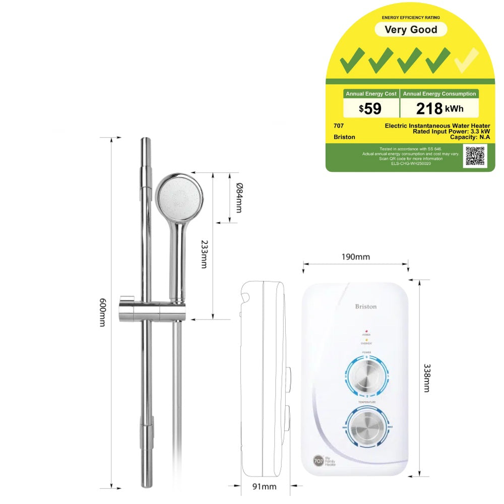 707 Briston Electric Instant Water Heater 3.3kW