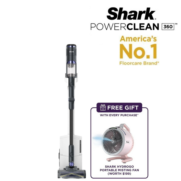 FREE Shark FA050SM Hydrogo Portable Misting Fan (Worth $199) While Stocks last - Shark IW4271SMBK PowerClean360 Cordless Vacuum with Auto Empty Dock