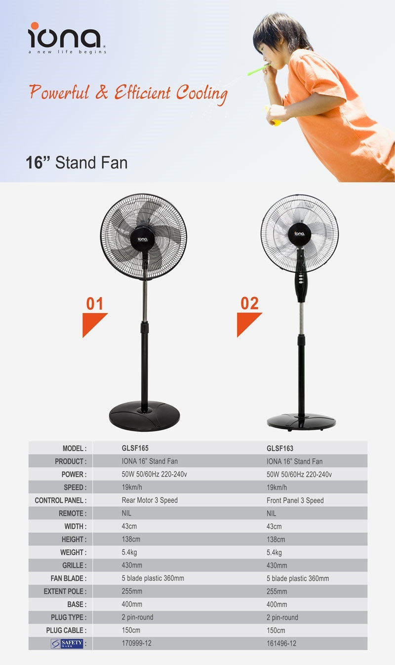 Iona GLSF163 Stand Fan 16 Inch