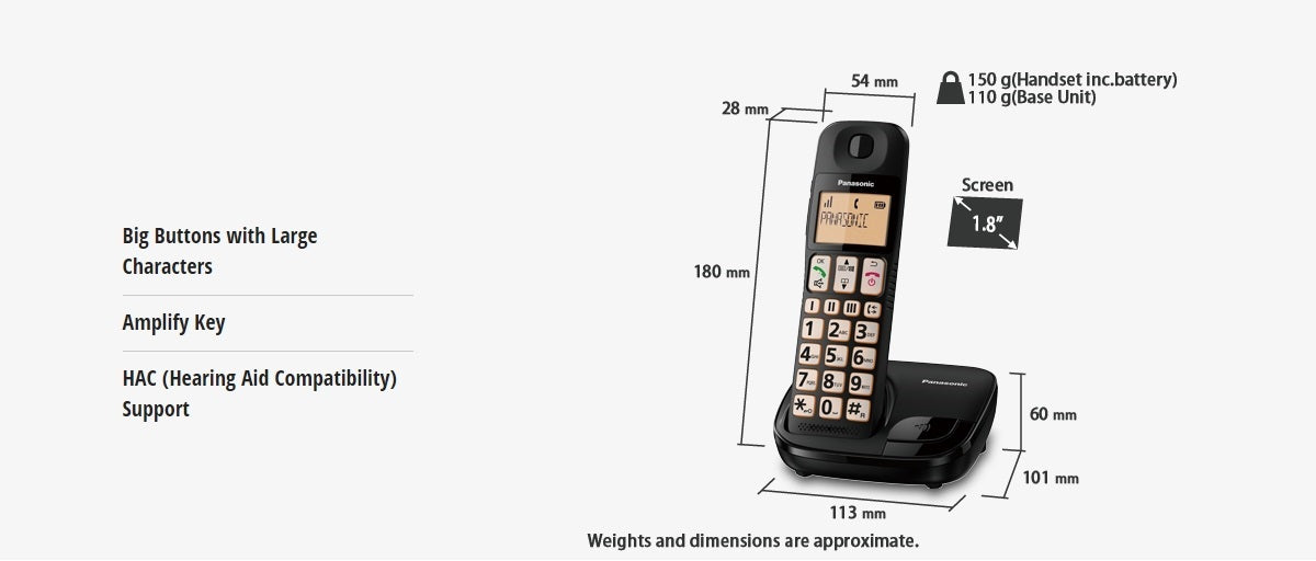 Panasonic KX-TGE110CXB Digital Cordless Phone