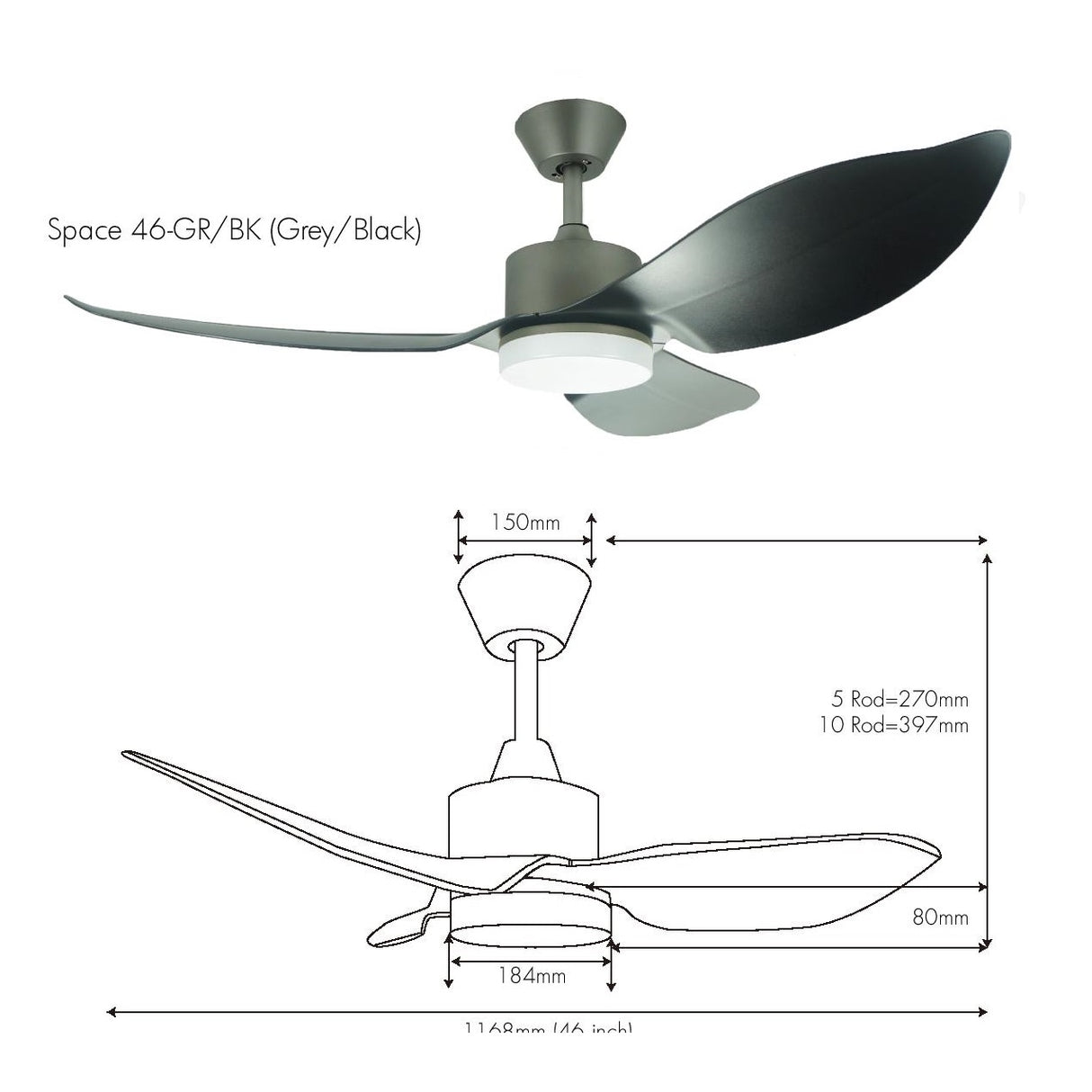 Mistral Space 46 D'Fan Ceiling Fan 46' Inch