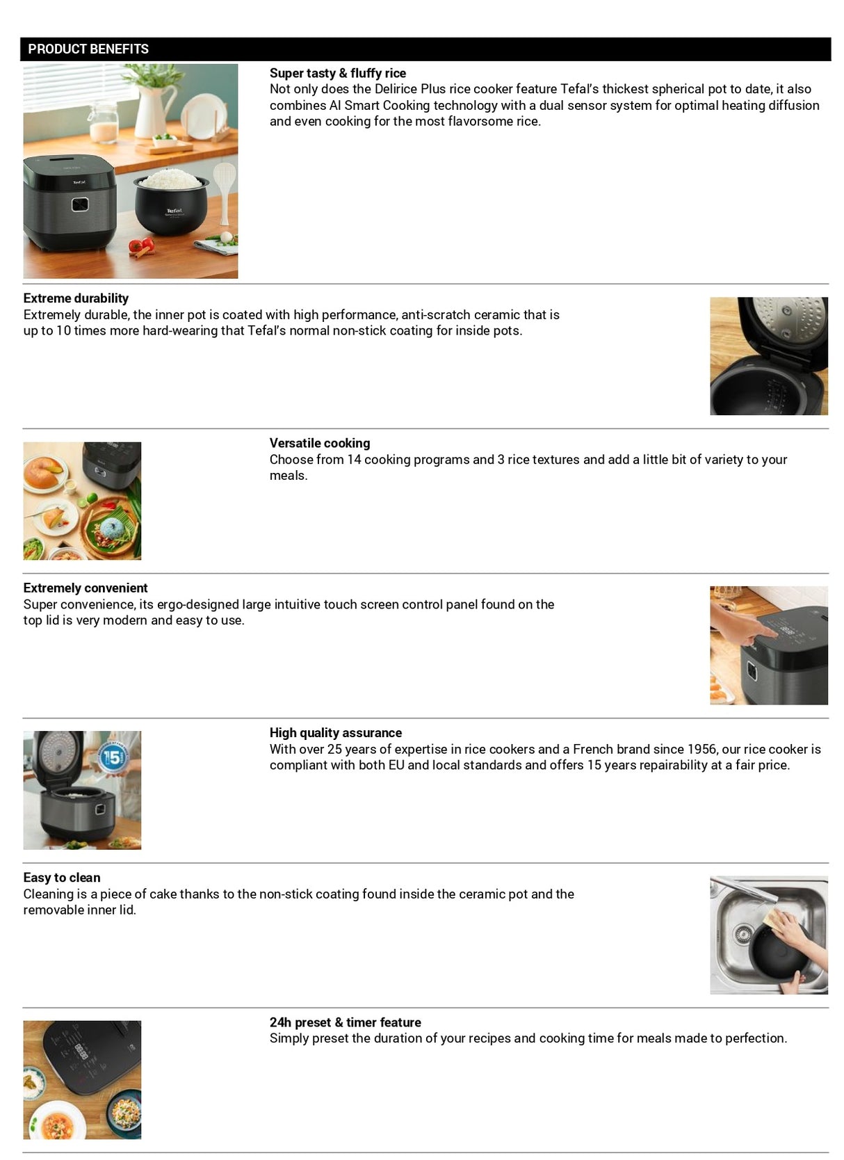 Tefal RK776B Delirice Plus Fuzzy Logic Rice Cooker 1.8L