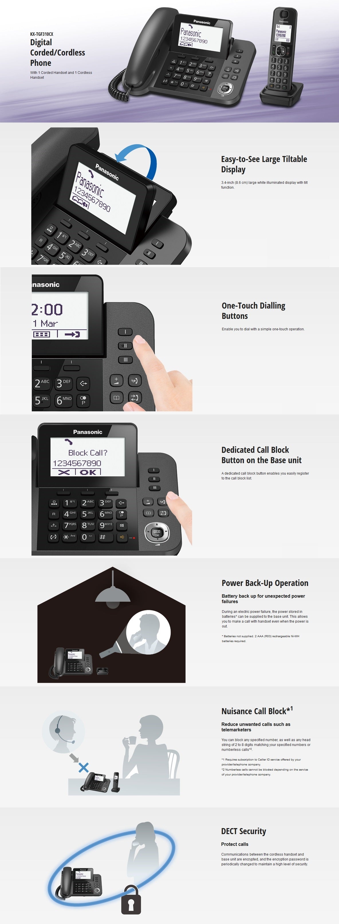 Panasonic KX-TGF310CX Digital Corded/Cordless Telephone