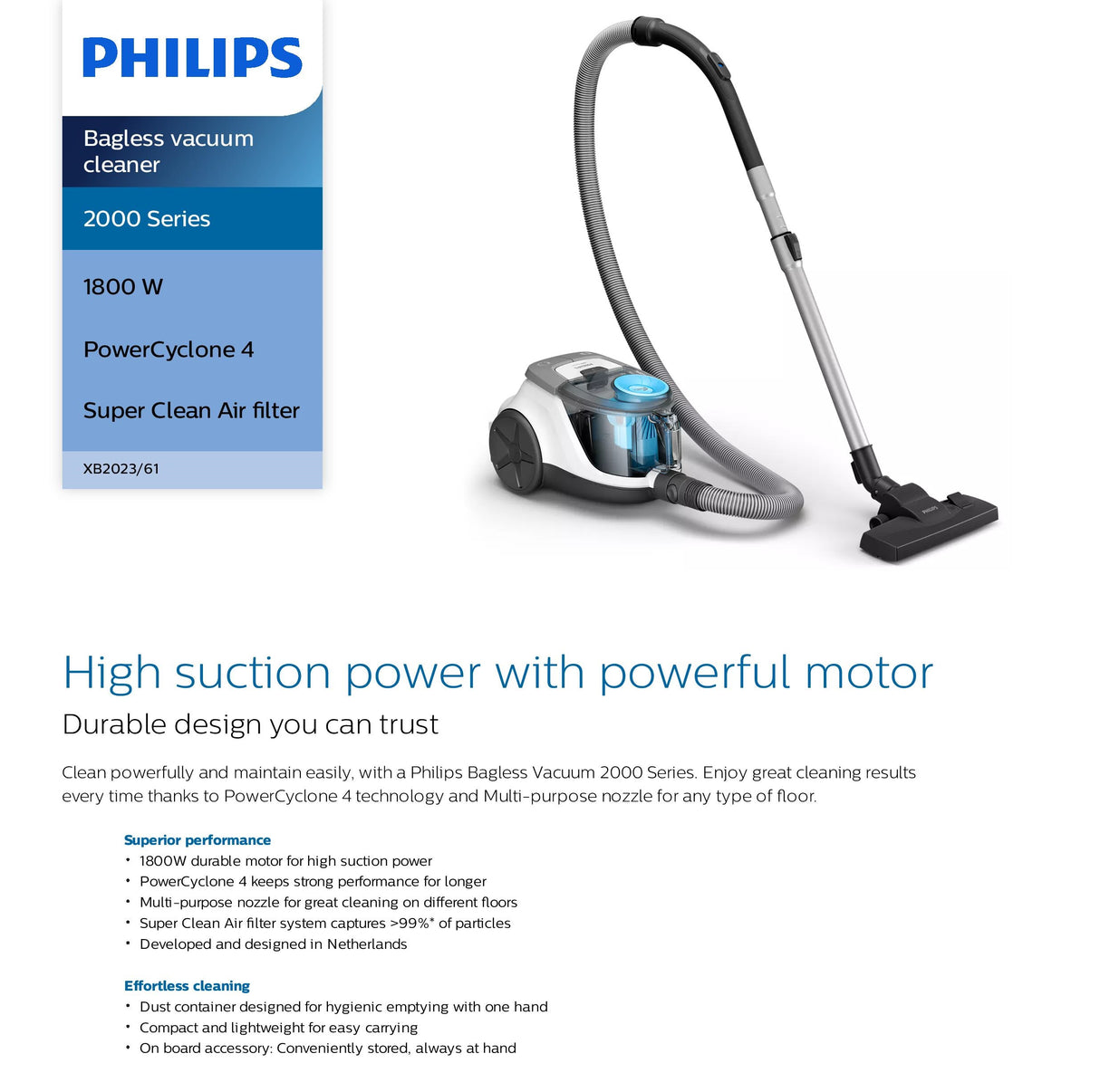 Philips XB2023/61 Bagless Vacuum Cleaner 1800W