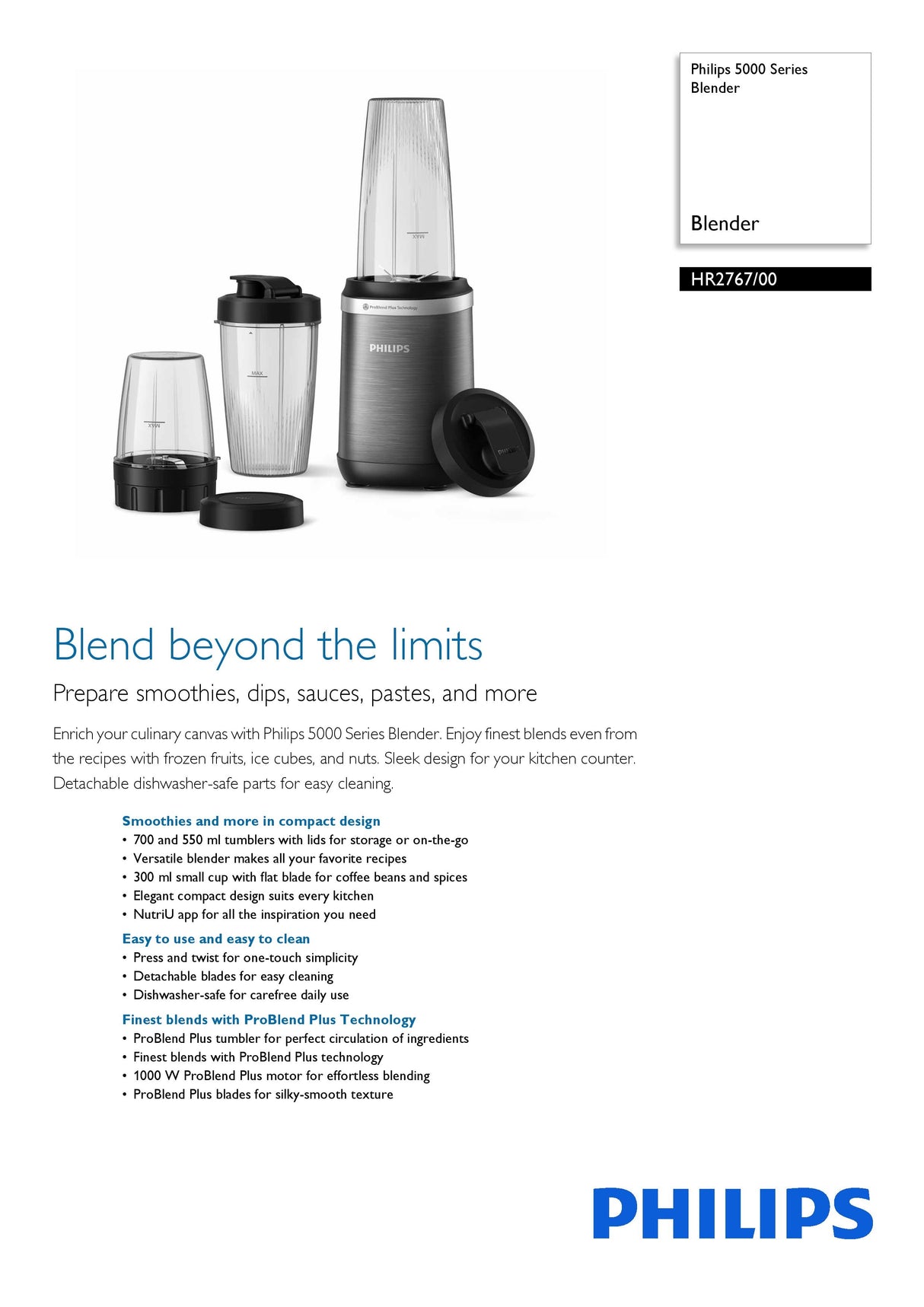 Philips HR2767/00 5000 Series Blender 1000W