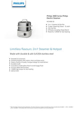 Philips HD3300/20 3000 Series Electric Steamer - 2 x 3L steamers + 2.6L hot pot