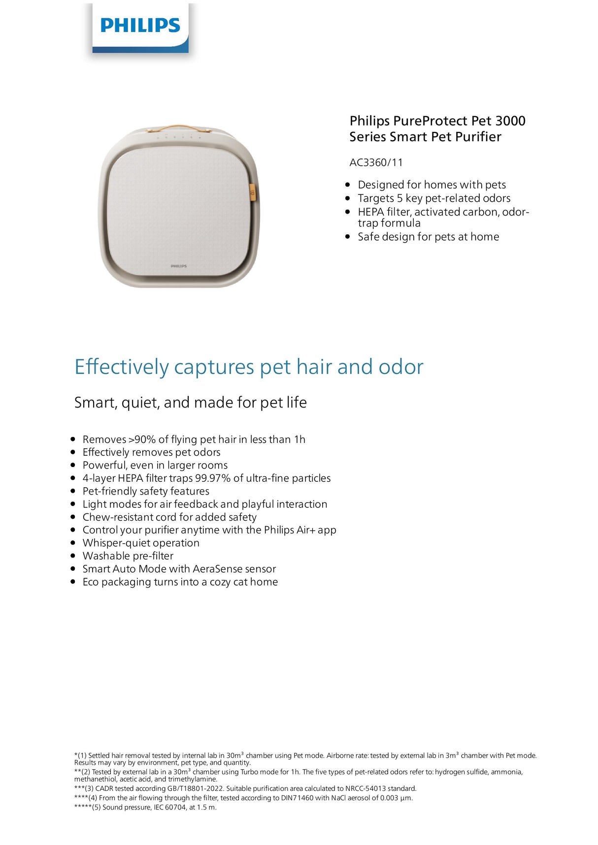 Philips AC3360/11 PureProtect Pet 3000 Series Smart Pet Purifier
