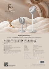 Mistral MHV619DRC DC High Velocity Desk Fan with Remote 6 Inch