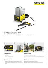 Karcher K2 Follow Me High Pressure Washer Cordless/ Detachable Water Tank