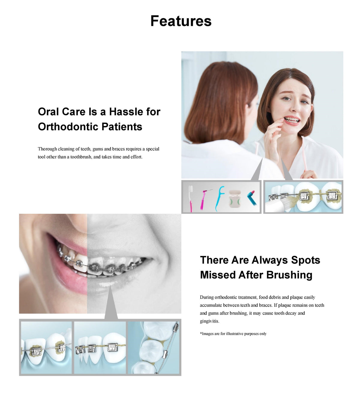 Panasonic EW1613W451 2 in 1 Oral Irrigator EW1613W451 with Orthodontic Nozzle and Ultrasonic Technology