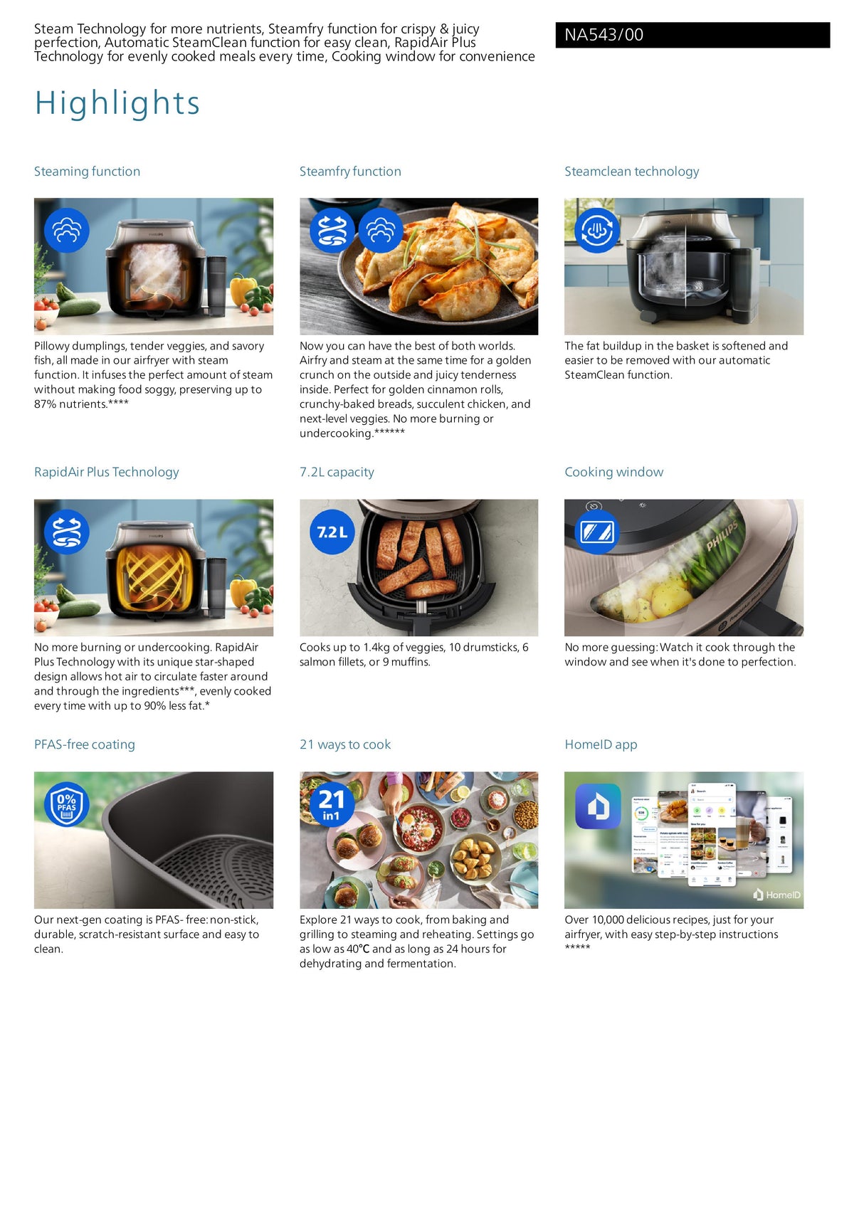 Philips NA543/00 Airfryer 5000 Series with Steam 7.2LPhilips NA543/00 Airfryer 5000 Series with Steam 7.2L