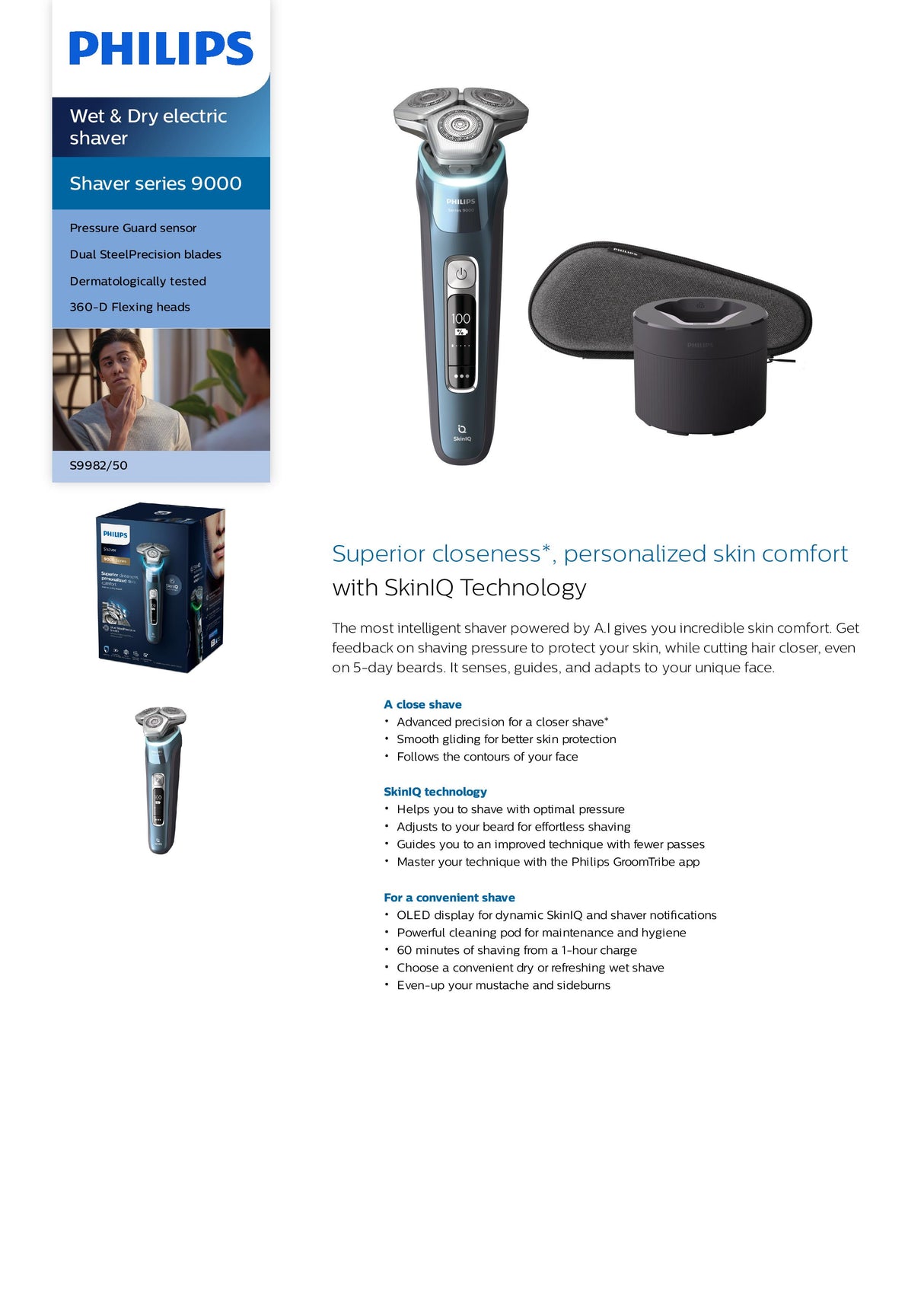 Philips S9982/50 Shaver Series 9000 Wet & Dry Electric Shaver