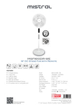 Mistral MSF1610DR DC Stand Fan with Remote 16 Inch