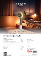 Mistral MHV7123DR-TL Remote DC High Velocity Moodlight Fan 7 Inch