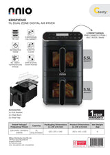 NNIO KRISPYDUO Dual Zone Digital Air Fryer 11L