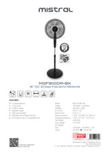 Mistral MSF1610DR DC Stand Fan with Remote 16 Inch