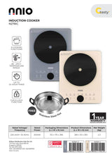 NNIO N278IC Induction Cooker with Free Stainless Steel Pot 2000W - 2 Colors Available