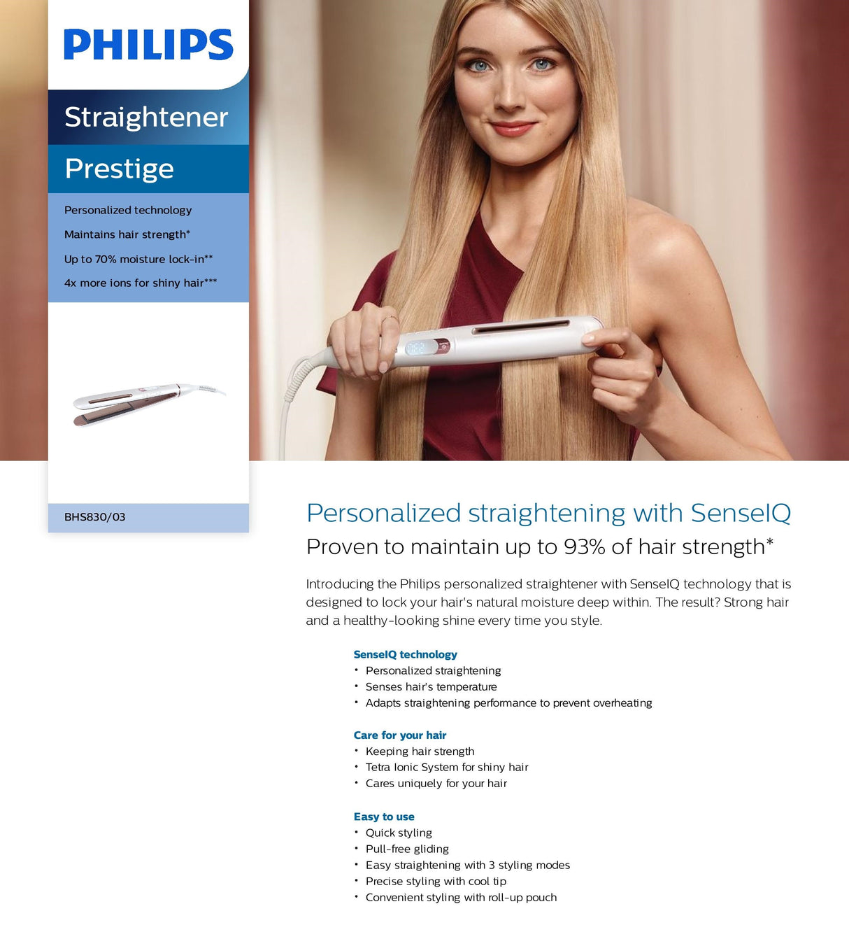 Philips BHS830/03 Prestige Straightener