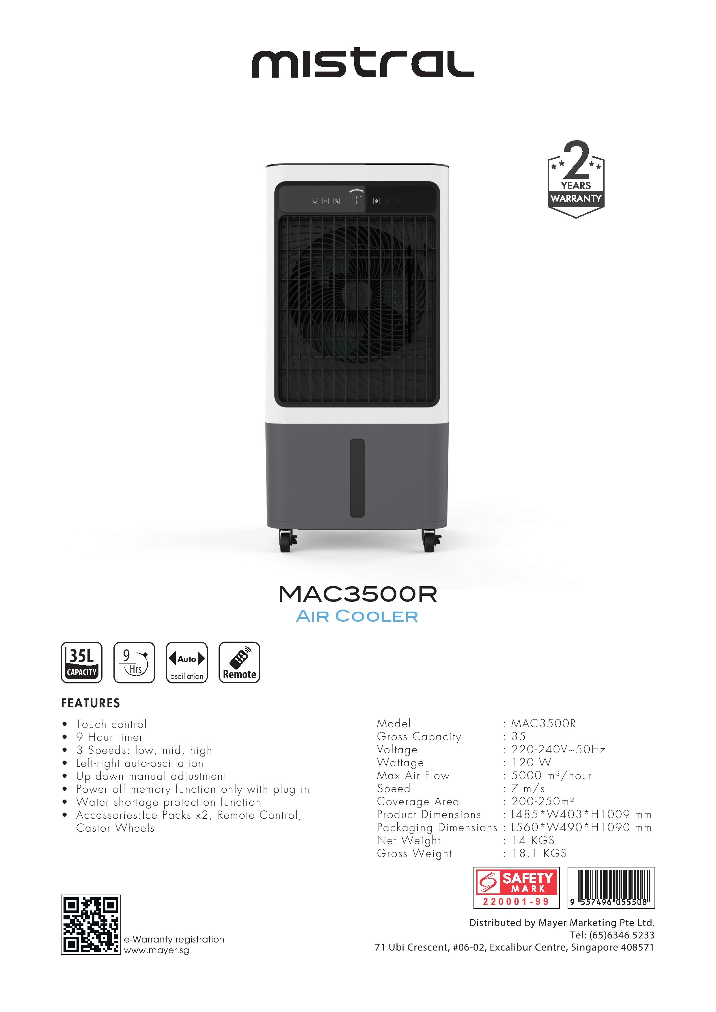 Mistral air 2024 cooler manual