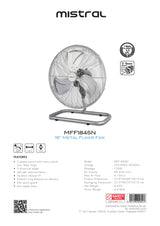 Mistral MFF1845N Metal Floor Fan 18 Inch