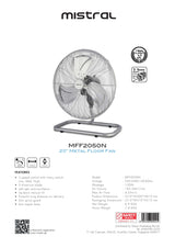 Mistral MFF2050N Metal Floor Fan 20 Inch