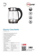 Mayer MMEKG170 Electric Glass Kettle 1.7L