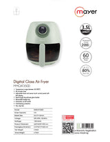 Mayer MMGAF350D Digital Glass Air Fryer 3.5L