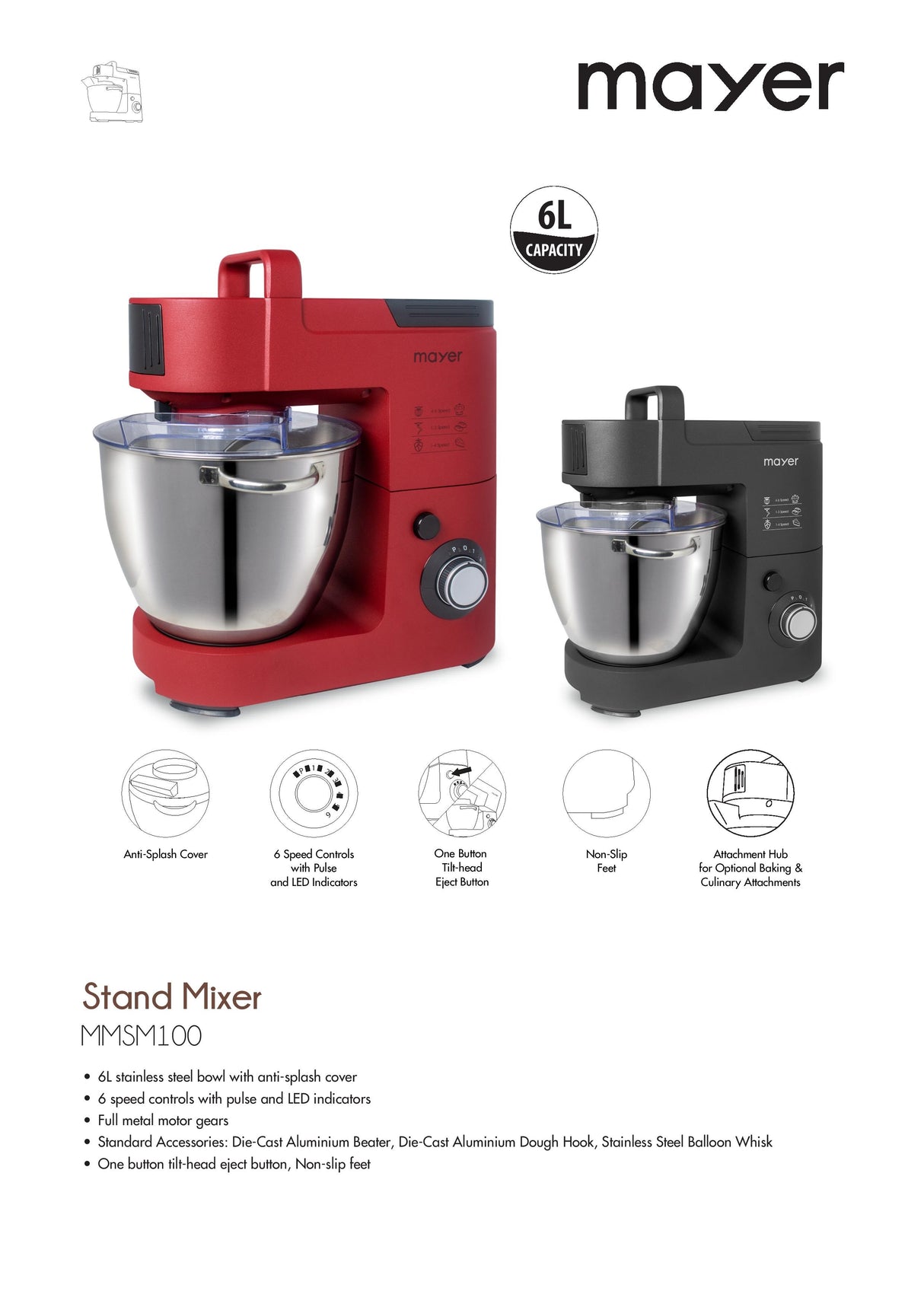 Mayer MMSM100 Stand Mixer 6L