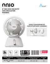 NNIO N1008AC High Velocity  Air Circulator Fan 8 Inch