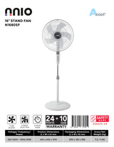 NNIO N1680SF Stand Fan 16 Inch