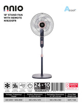 NNIO N1820SFR Remote Stand Fan 18 Inch