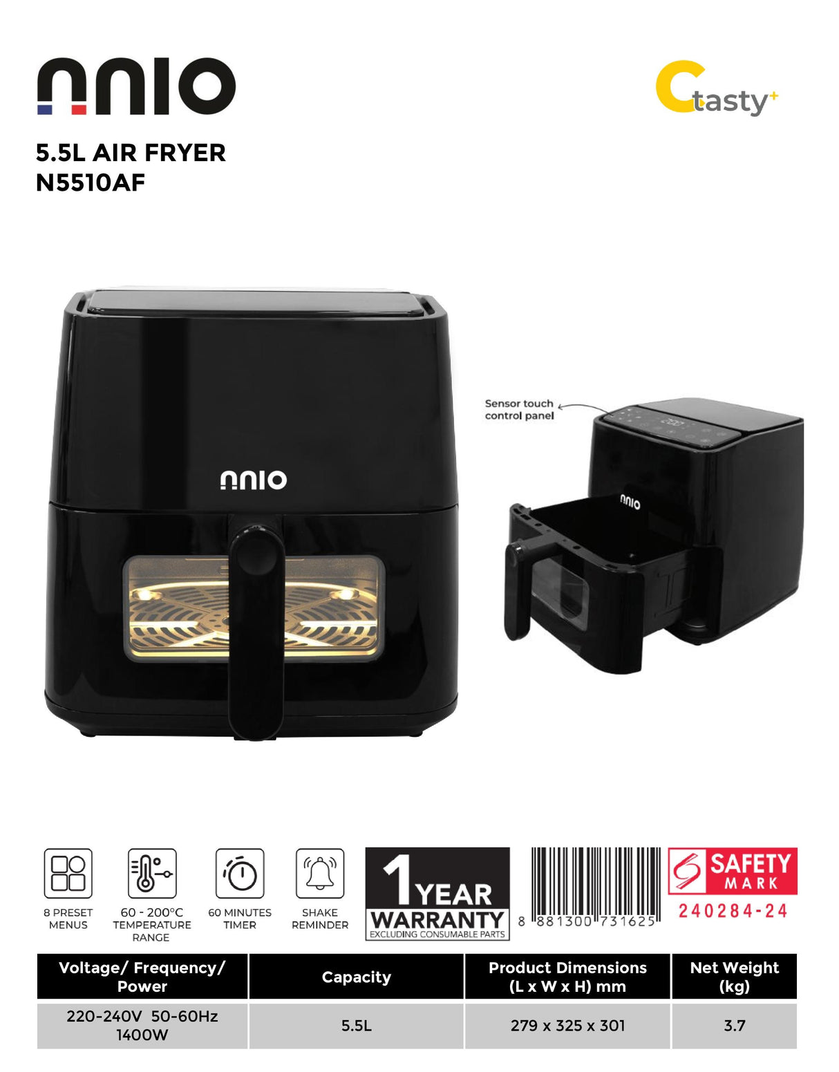 NNIO N5510AF Air Fryer 5.5L