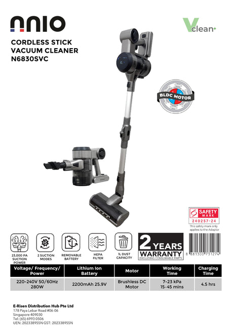 NNIO N6830SVC Cordless Stick Vacuum Cleaner