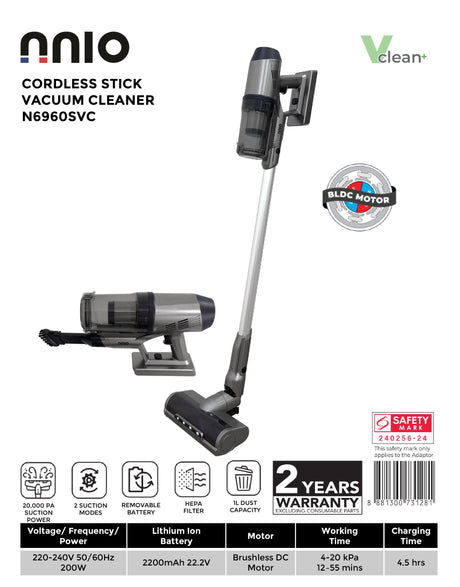 NNIO N6960SVC Cordless Stick Vacuum Cleaner