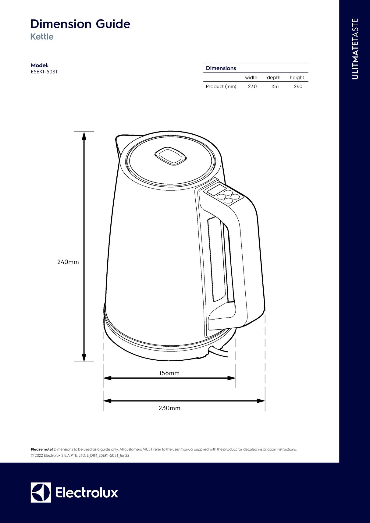 Electrolux E5EK1-50ST UltimateTaste 500 Kettle 1.7L