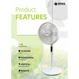 Sona SFS 1189DC 3 -in-1 Remote DC Stand Fan 14 Inch