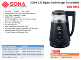 Sona SGK 5061 Double Layer Glass kettle 1.7L