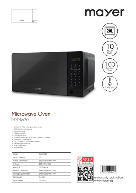 Mayer MMMW20 Microwave Oven 20L