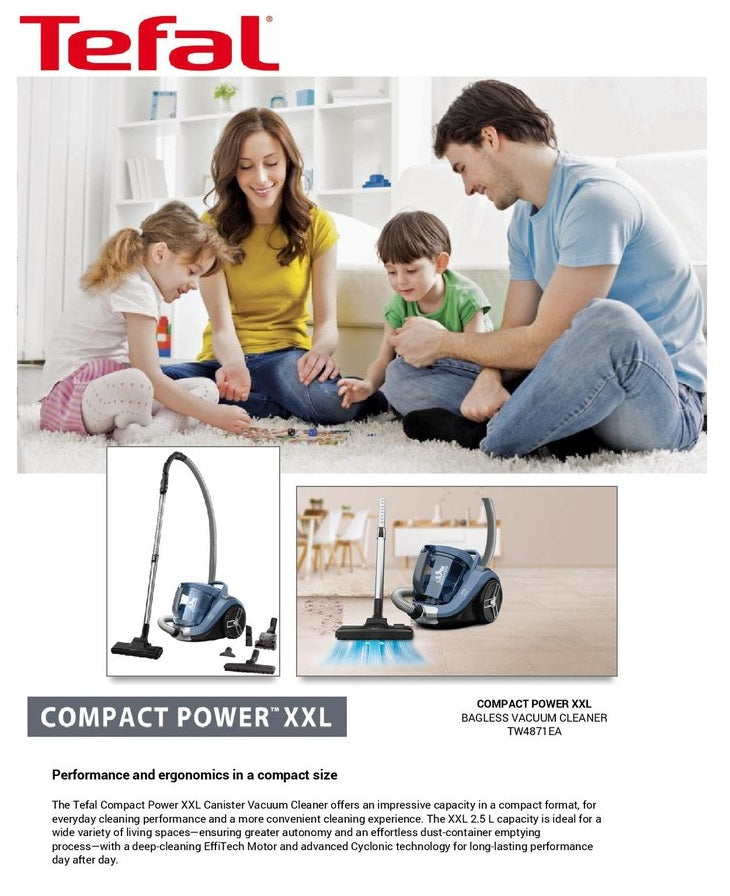 Tefal TW4B71 ompact Power Cyclonic Bagless Vacuum Cleaner