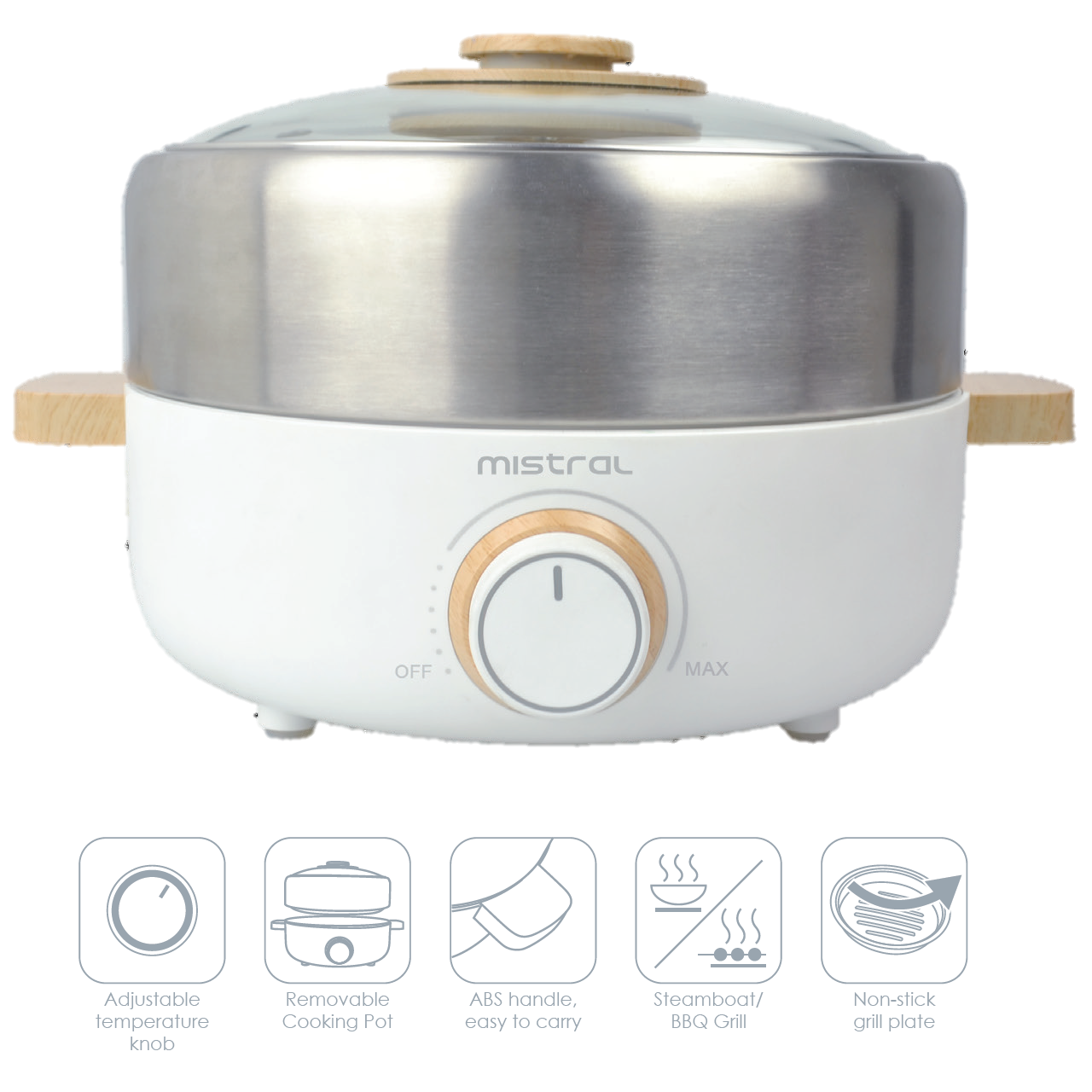 Mistral MHP3 MIMICA Multi-Functional Electric Hot Pot with Grill