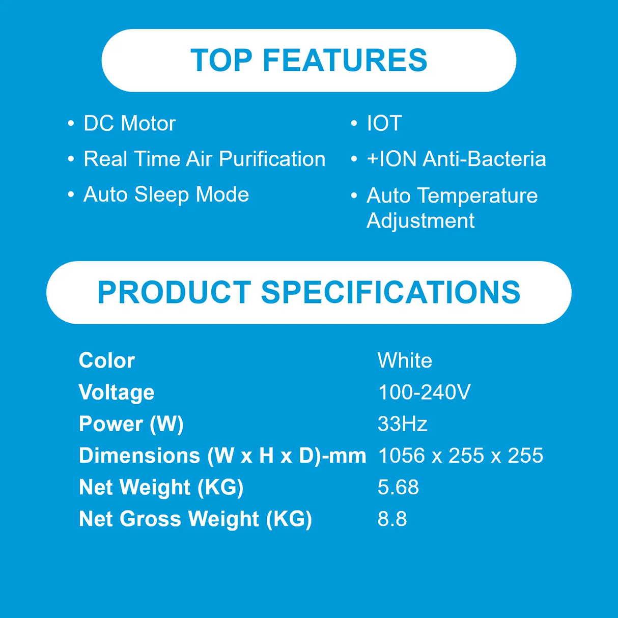 Midea MAM060CPAPWH | MAM060CPBPBH Remote DC Motor Bladeless Fan with Air Purifier - 2 Color Options