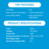 Midea MAM060CPAPWH | MAM060CPBPBH Remote DC Motor Bladeless Fan with Air Purifier - 2 Color Options