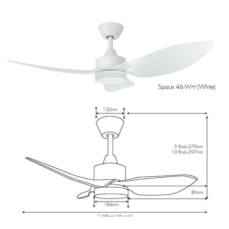 Mistral Space 46 D'Fan Ceiling Fan 46' Inch