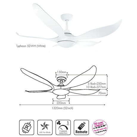 Mistral Typhoon 52 D'fan Ceiling Fan