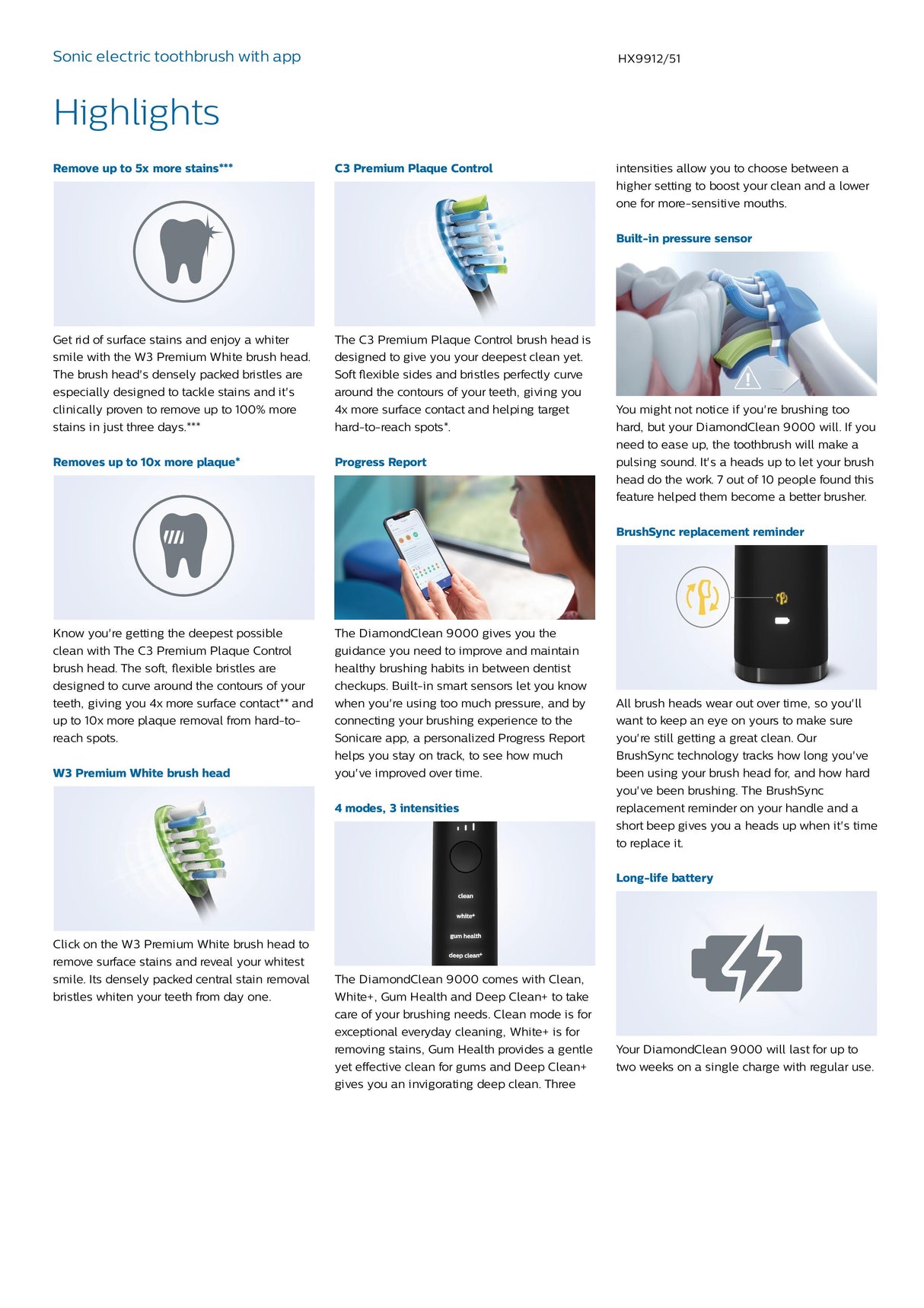 Philips HX9912 DiamondClean 9000 Sonic Electric Toothbrush with app