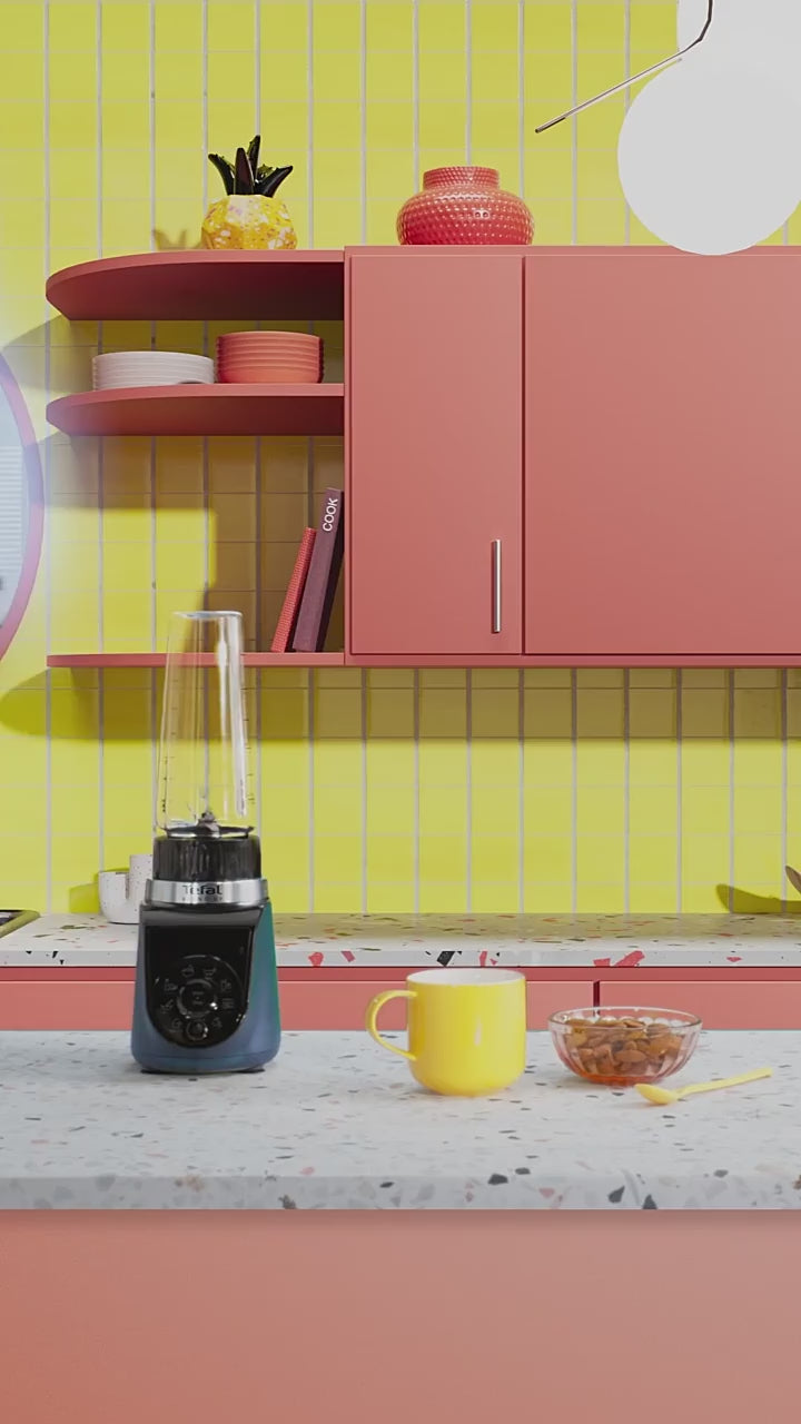 Tefal BL19H4 BlendUp Personal Blender – Removable blades, 2 dishwasher safe BPA-free Tritan jars, 1000W, 8 auto programs