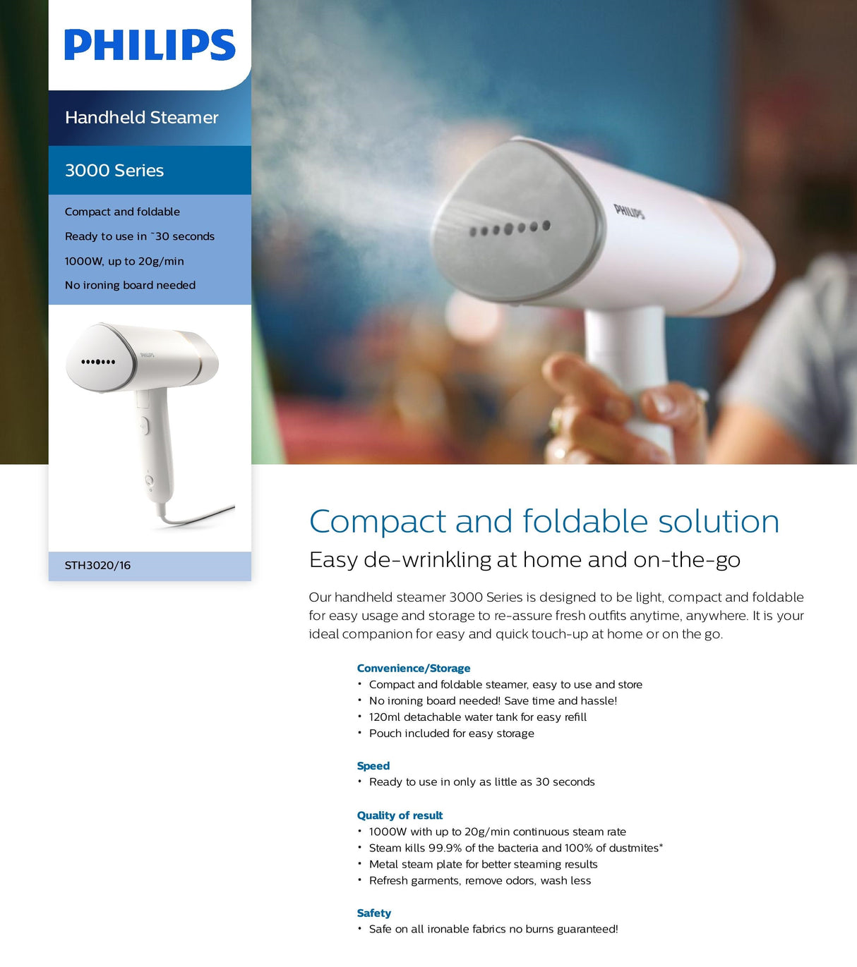 Philips STH3020/16 Handheld Steamer